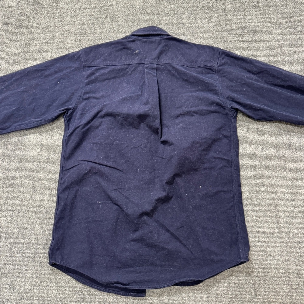 Carhartt Flannel Men's Medium‎ Button Up 100% Cotton Workwear Stained Blue - Picture 11 of 12